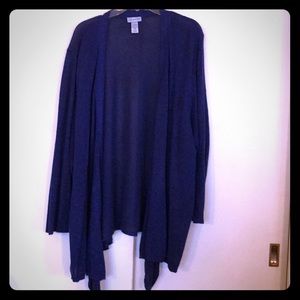 4X 30/32W Plus Size Blue Sparkle Cardigan